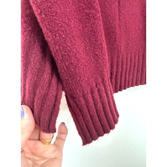 Womens Sweater Burgundy Knit Acrylic Long Raglan Sleeve Turtleneck Pullover Sz M - Picture 10 of 12